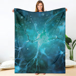 Blue Neurons In The Brain Print Blanket