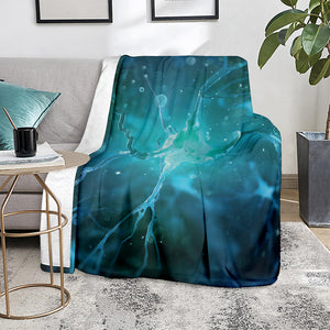 Blue Neurons In The Brain Print Blanket