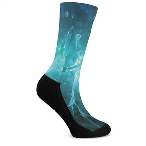 Blue Neurons In The Brain Print Crew Socks