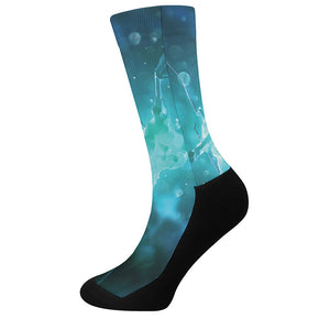 Blue Neurons In The Brain Print Crew Socks