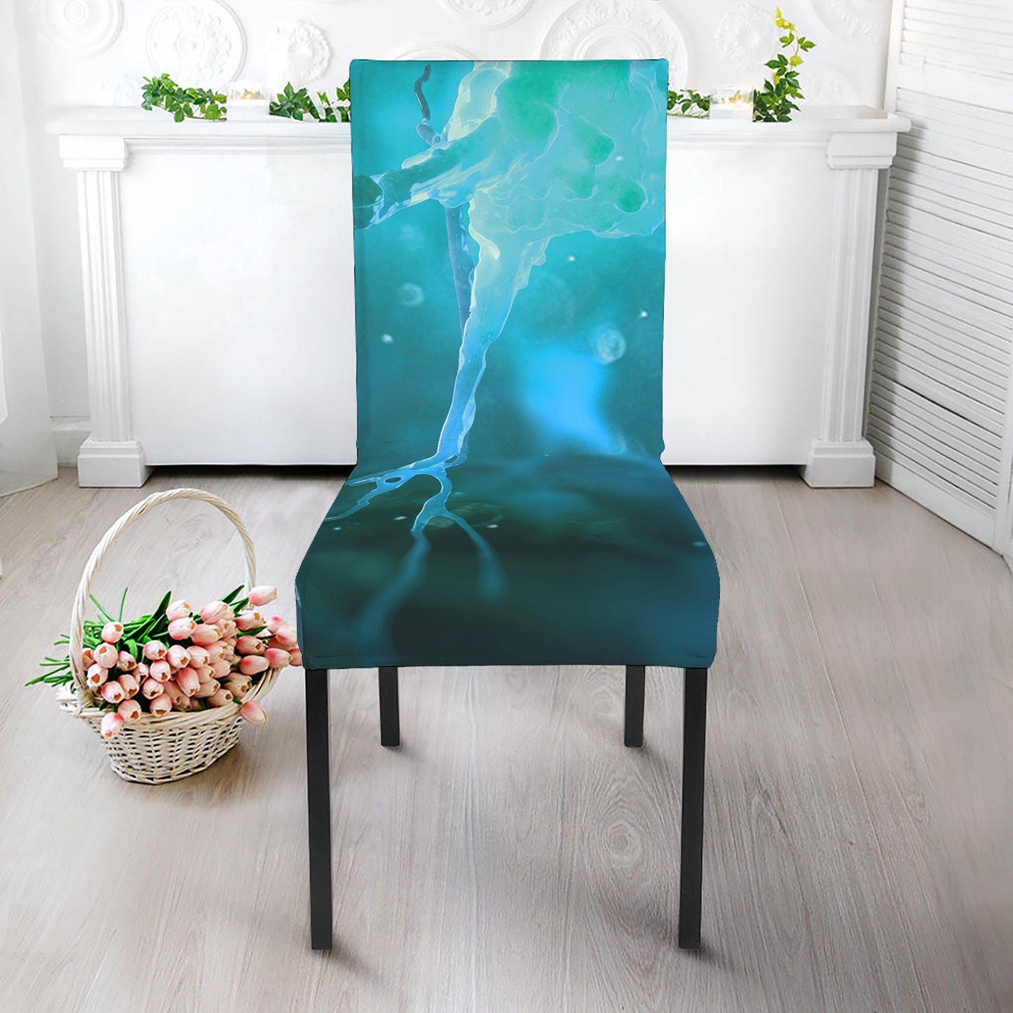 Blue Neurons In The Brain Print Dining Chair Slipcover