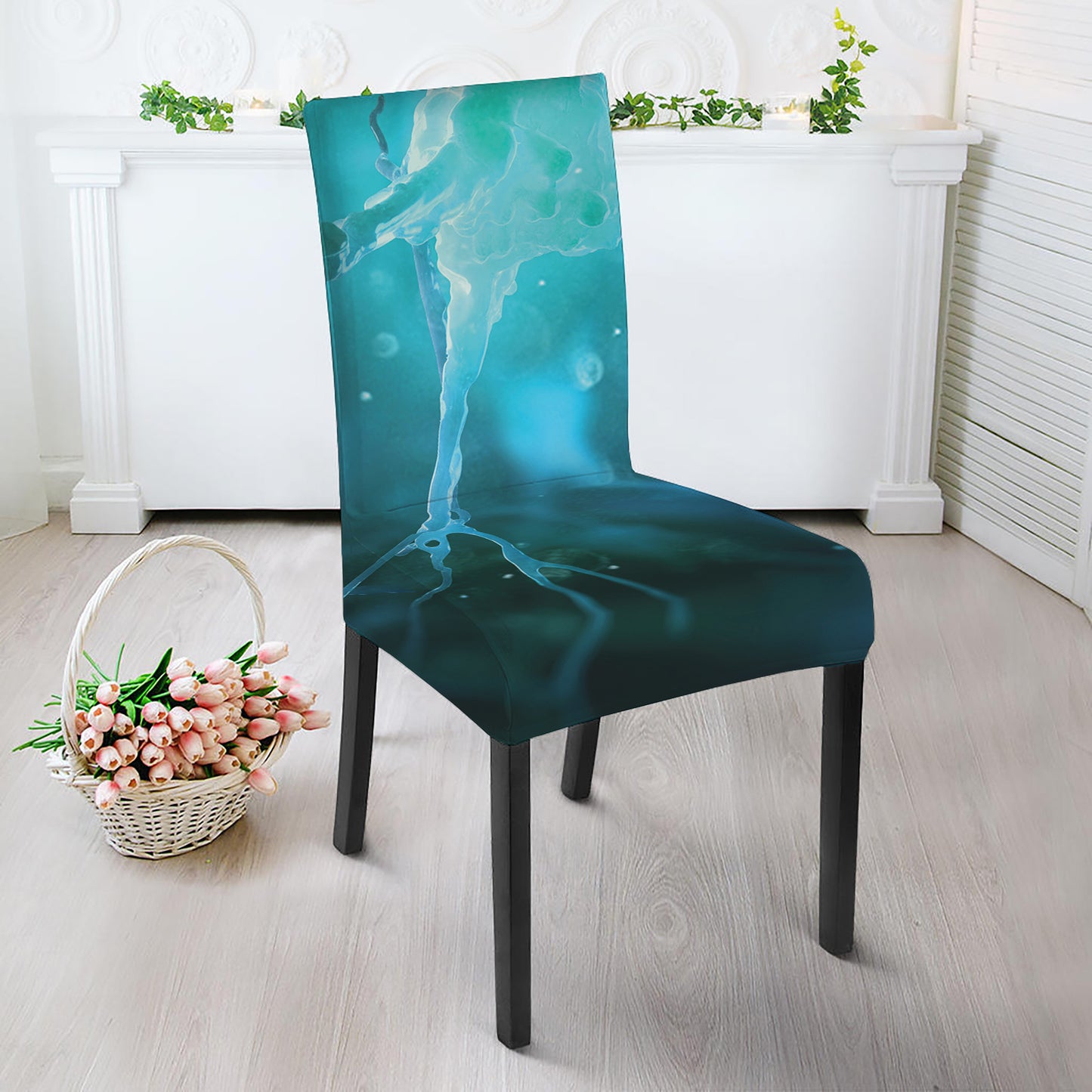 Blue Neurons In The Brain Print Dining Chair Slipcover