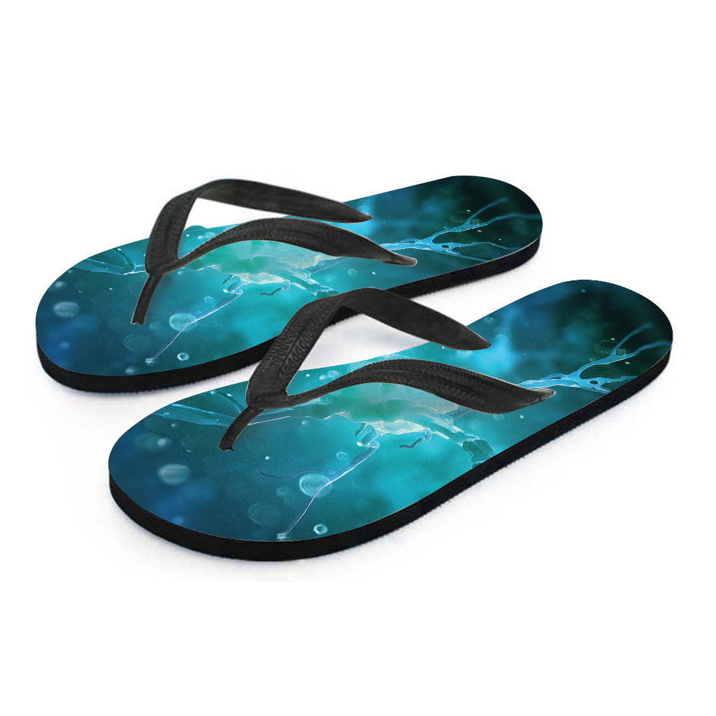 Blue Neurons In The Brain Print Flip Flops