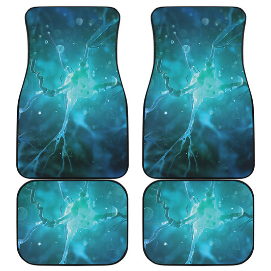 Blue Neurons In The Brain Print Front and Back Car Floor Mats