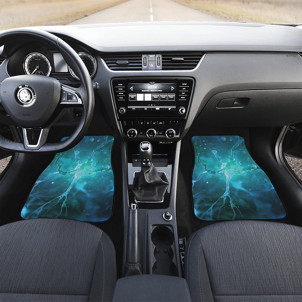 Blue Neurons In The Brain Print Front and Back Car Floor Mats