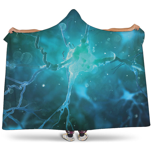 Blue Neurons In The Brain Print Hooded Blanket