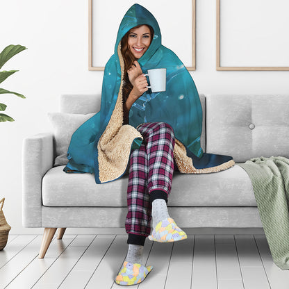 Blue Neurons In The Brain Print Hooded Blanket