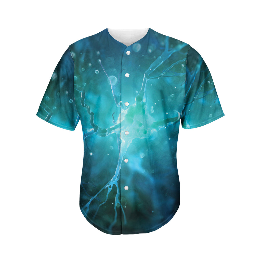 Blue Neurons In The Brain Print Men's Baseball Jersey