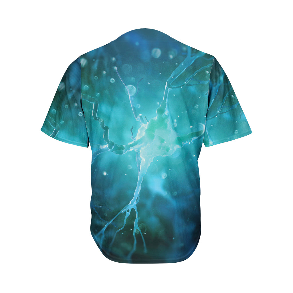 Blue Neurons In The Brain Print Men's Baseball Jersey