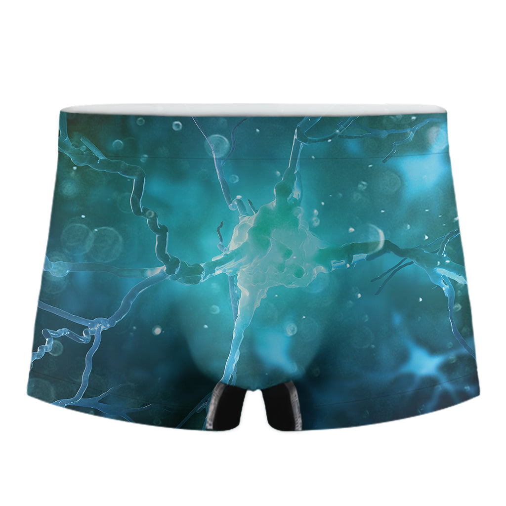 Blue Neurons In The Brain Print Men's Boxer Briefs