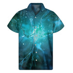 Blue Neurons In The Brain Print Men's Short Sleeve Shirt