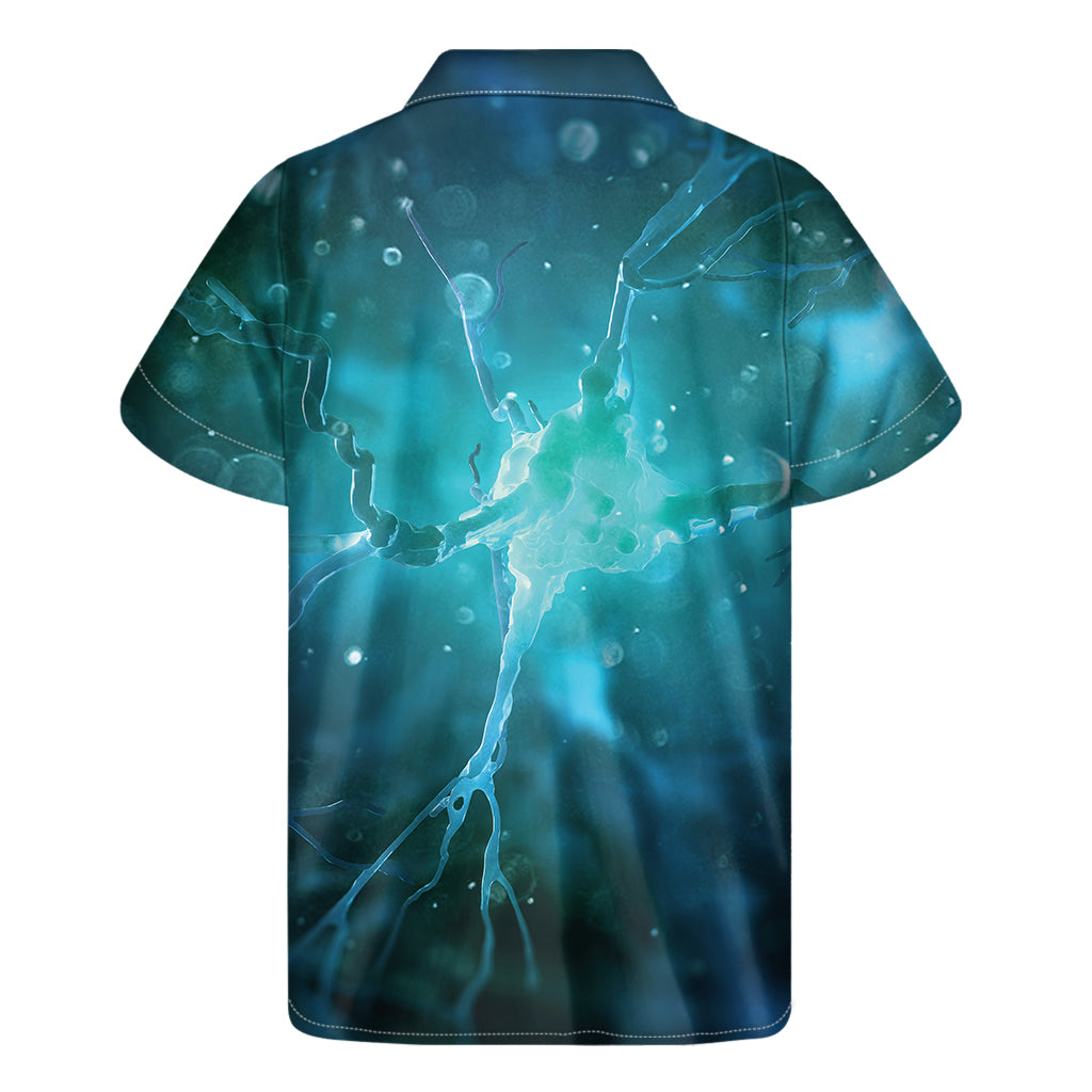 Blue Neurons In The Brain Print Men's Short Sleeve Shirt