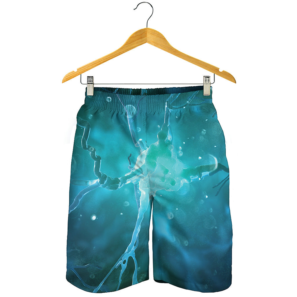 Blue Neurons In The Brain Print Men's Shorts