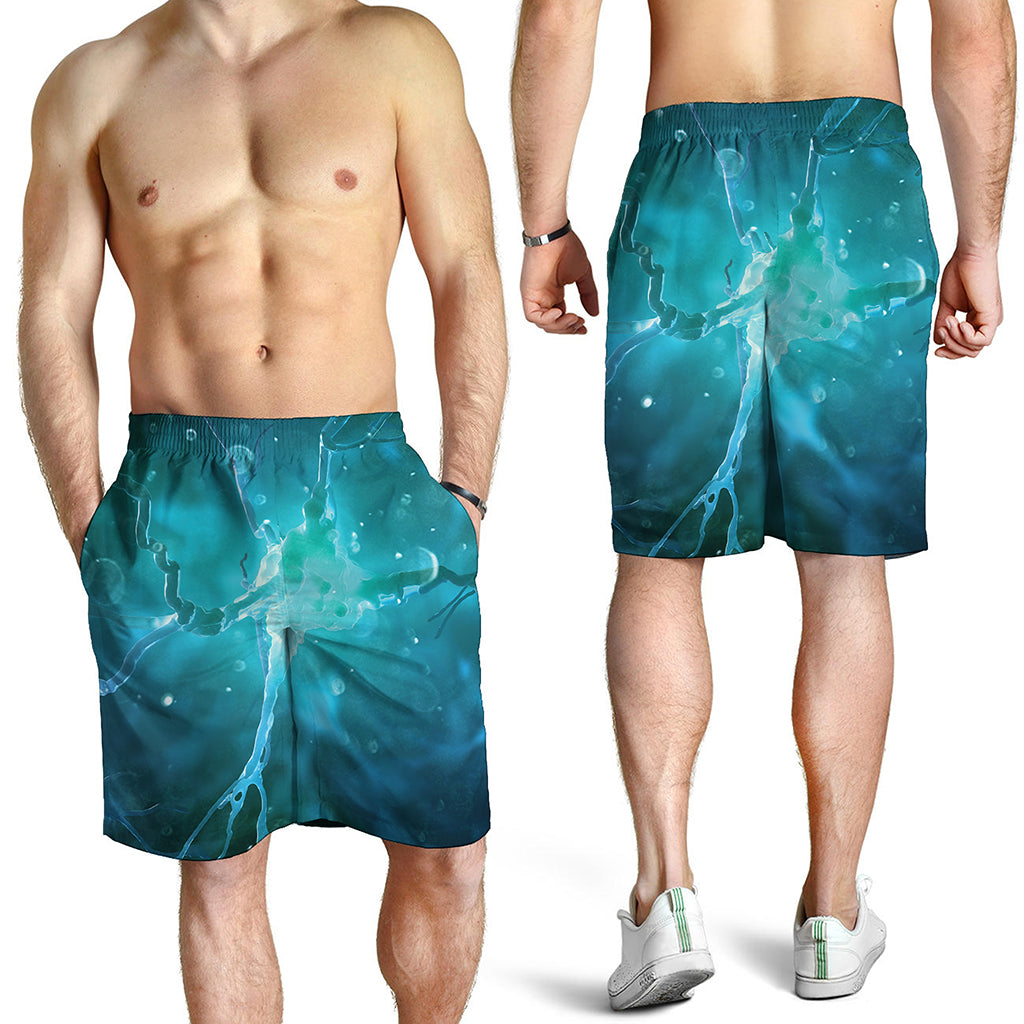 Blue Neurons In The Brain Print Men's Shorts