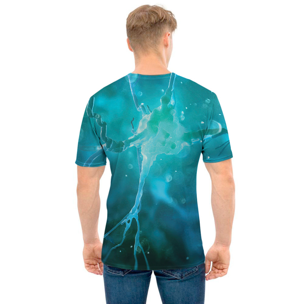 Blue Neurons In The Brain Print Men's T-Shirt