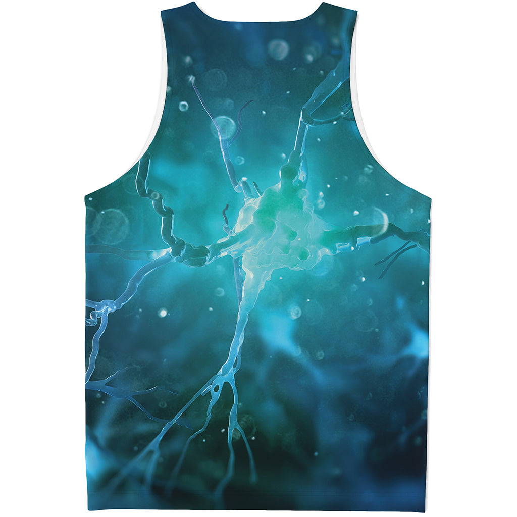 Blue Neurons In The Brain Print Men's Tank Top