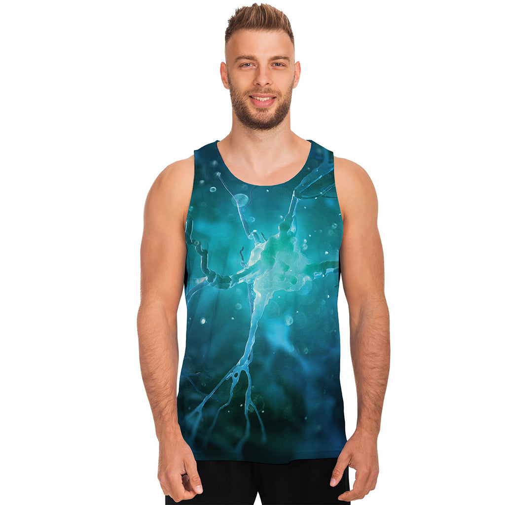 Blue Neurons In The Brain Print Men's Tank Top