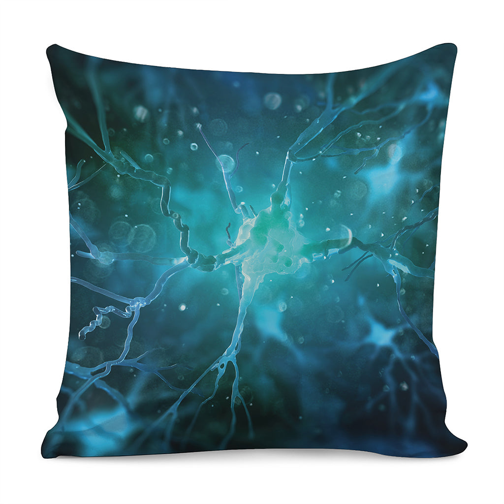 Blue Neurons In The Brain Print Pillow Cover
