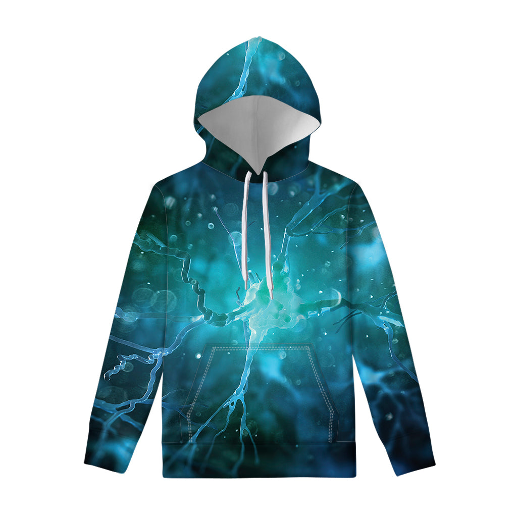 Blue Neurons In The Brain Print Pullover Hoodie