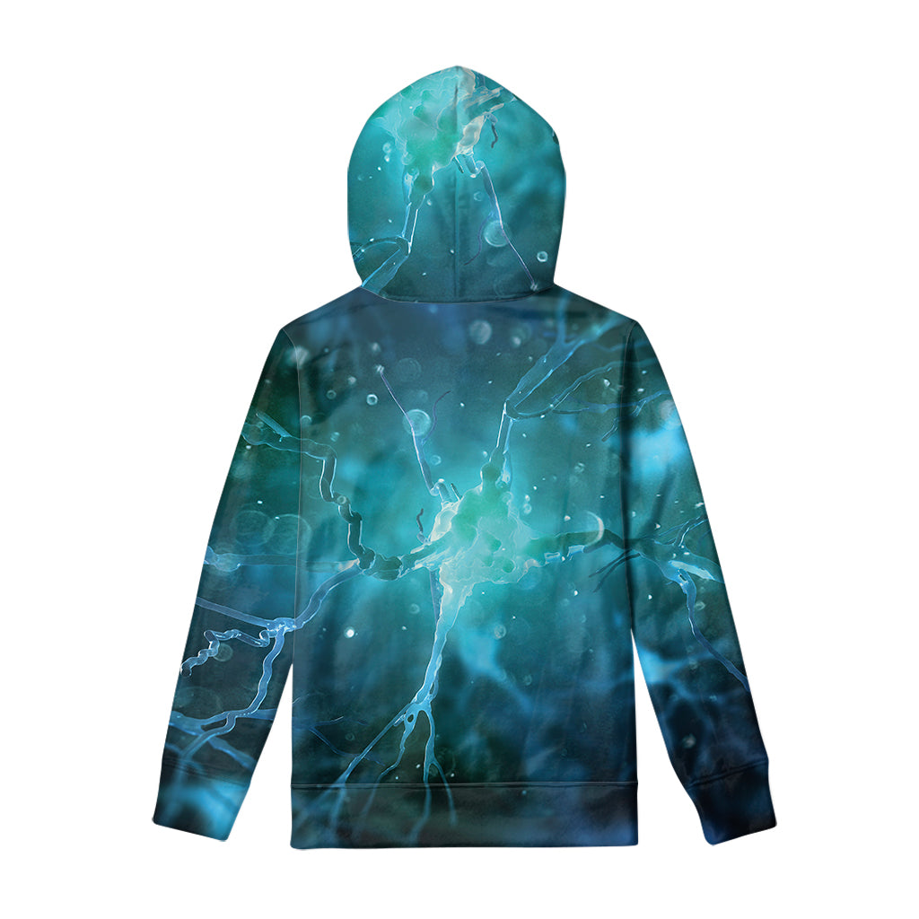 Blue Neurons In The Brain Print Pullover Hoodie