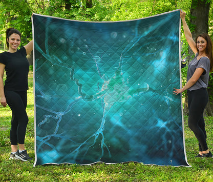 Blue Neurons In The Brain Print Quilt