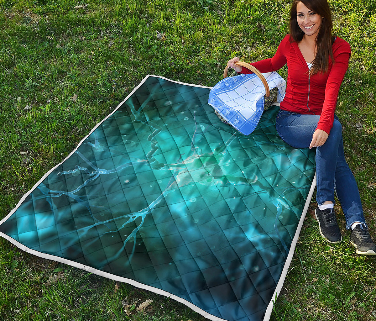 Blue Neurons In The Brain Print Quilt
