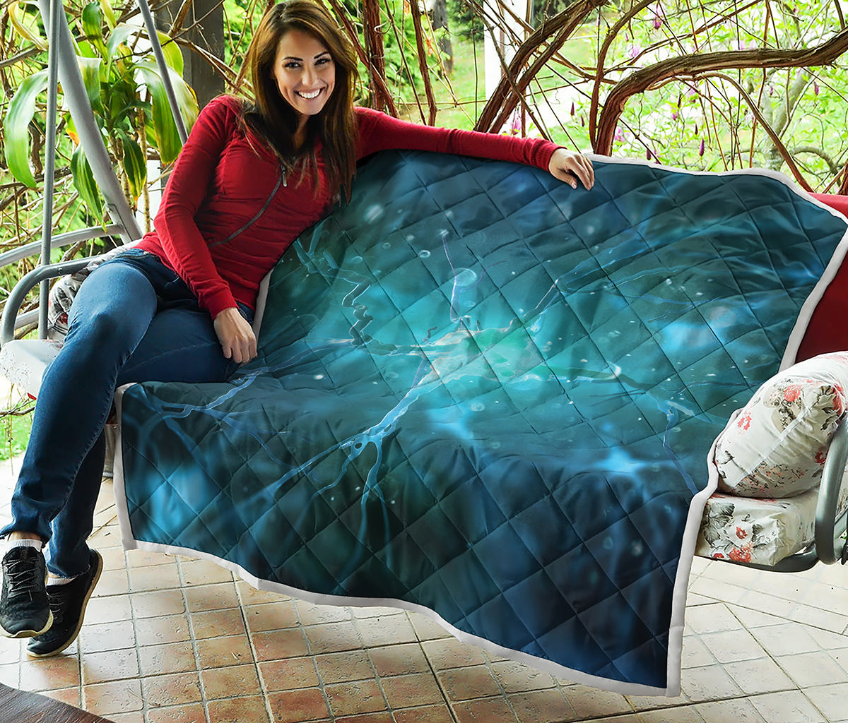 Blue Neurons In The Brain Print Quilt