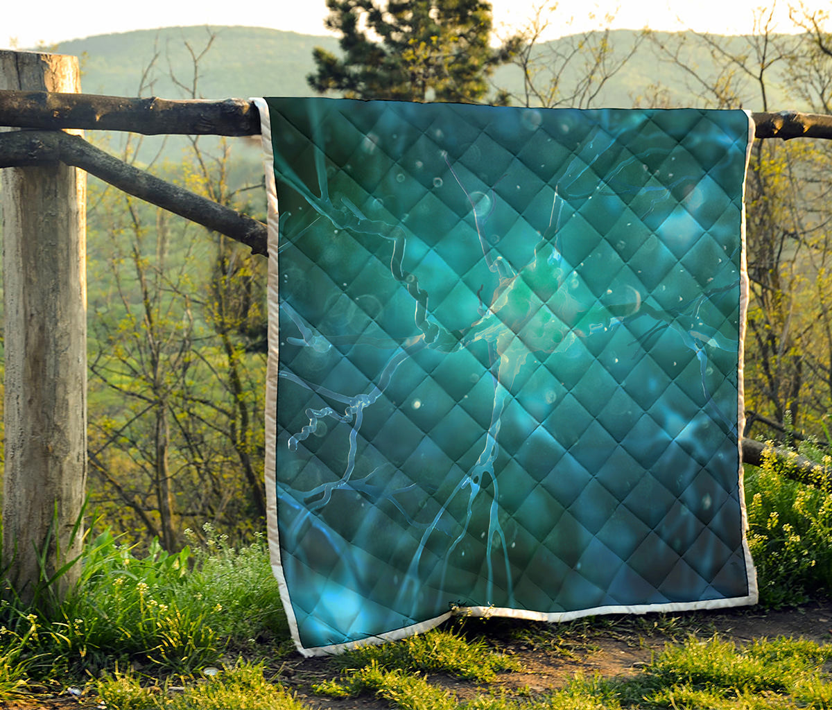 Blue Neurons In The Brain Print Quilt