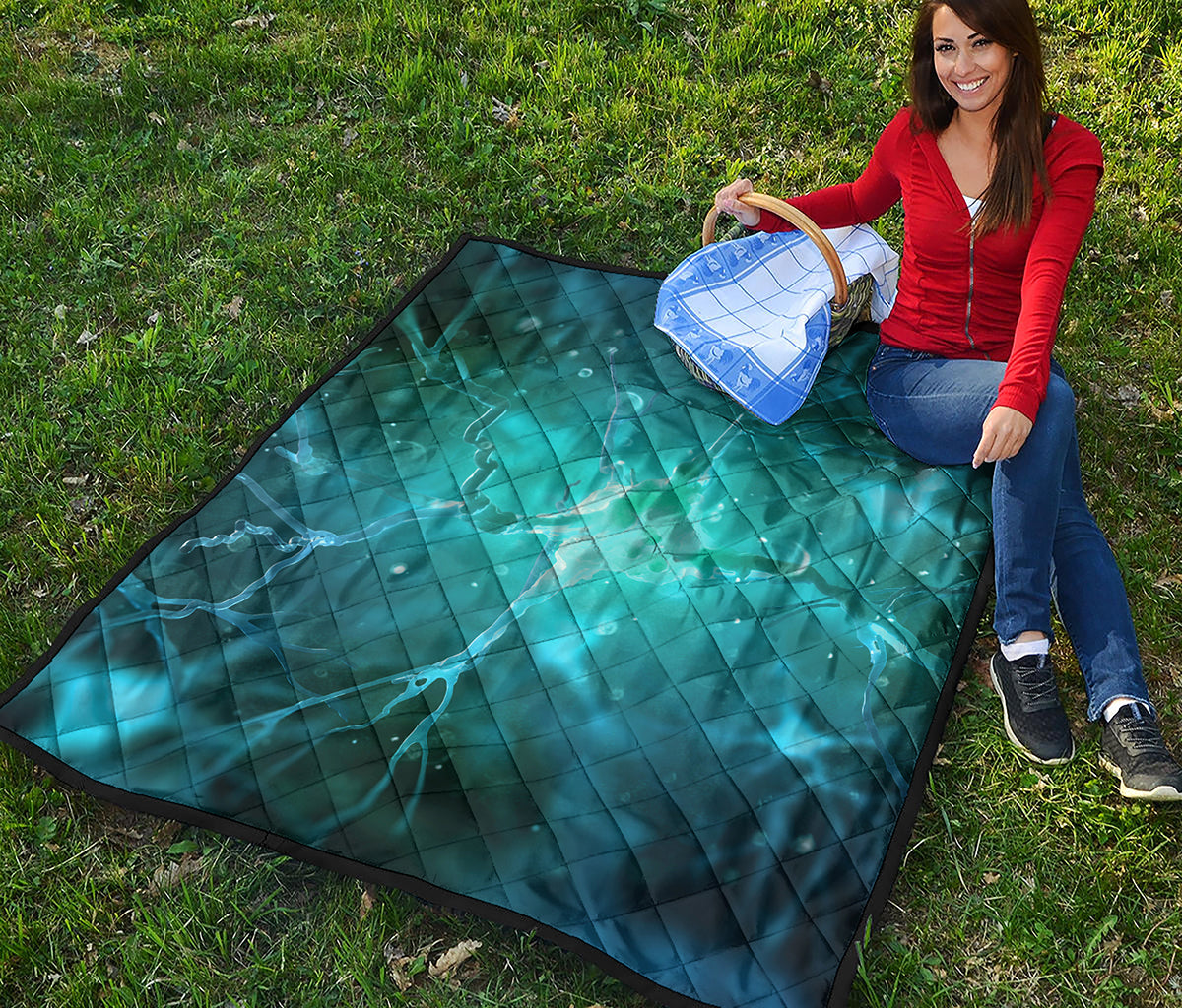 Blue Neurons In The Brain Print Quilt