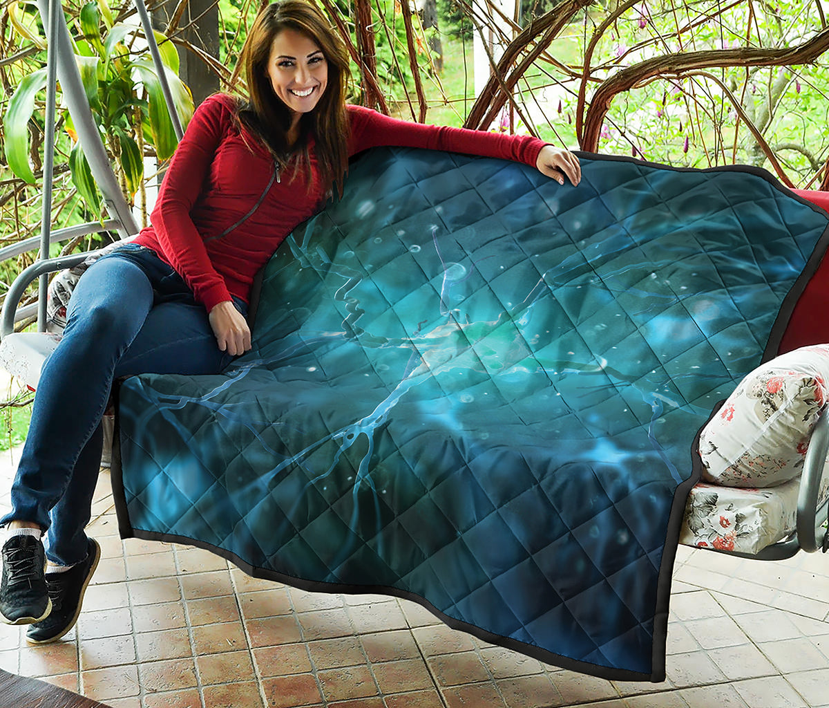 Blue Neurons In The Brain Print Quilt