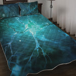 Blue Neurons In The Brain Print Quilt Bed Set