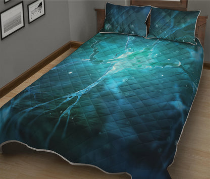 Blue Neurons In The Brain Print Quilt Bed Set