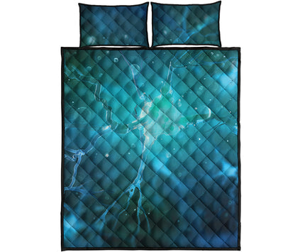 Blue Neurons In The Brain Print Quilt Bed Set