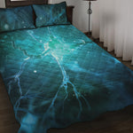 Blue Neurons In The Brain Print Quilt Bed Set