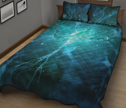 Blue Neurons In The Brain Print Quilt Bed Set