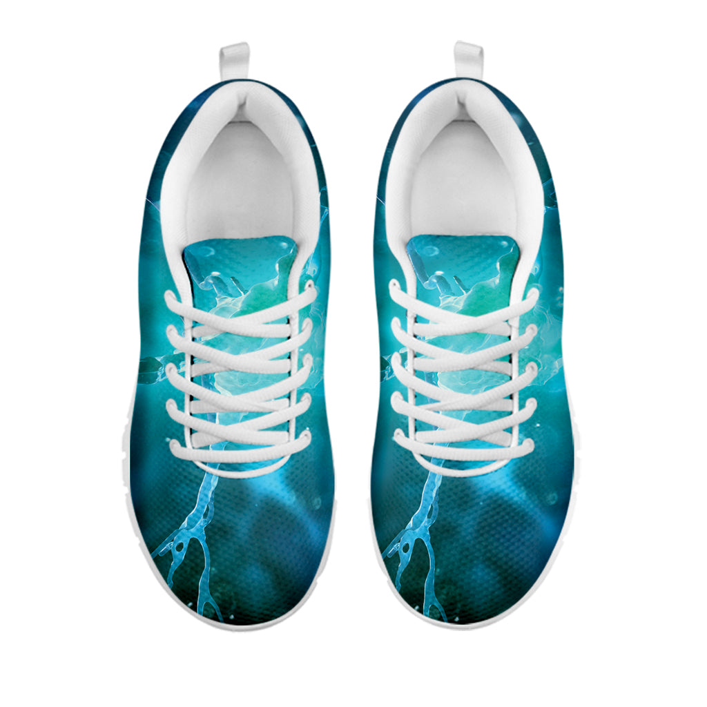 Blue Neurons In The Brain Print White Sneakers