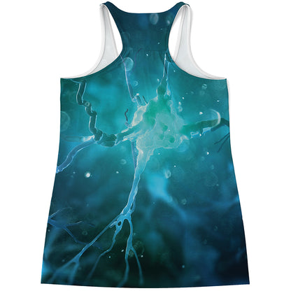 Blue Neurons In The Brain Print Women's Racerback Tank Top
