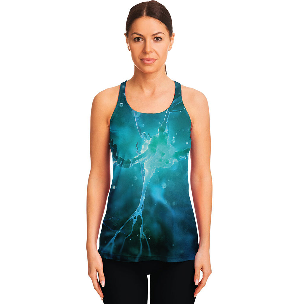 Blue Neurons In The Brain Print Women's Racerback Tank Top