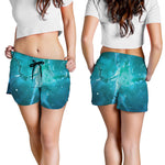 Blue Neurons In The Brain Print Women's Shorts