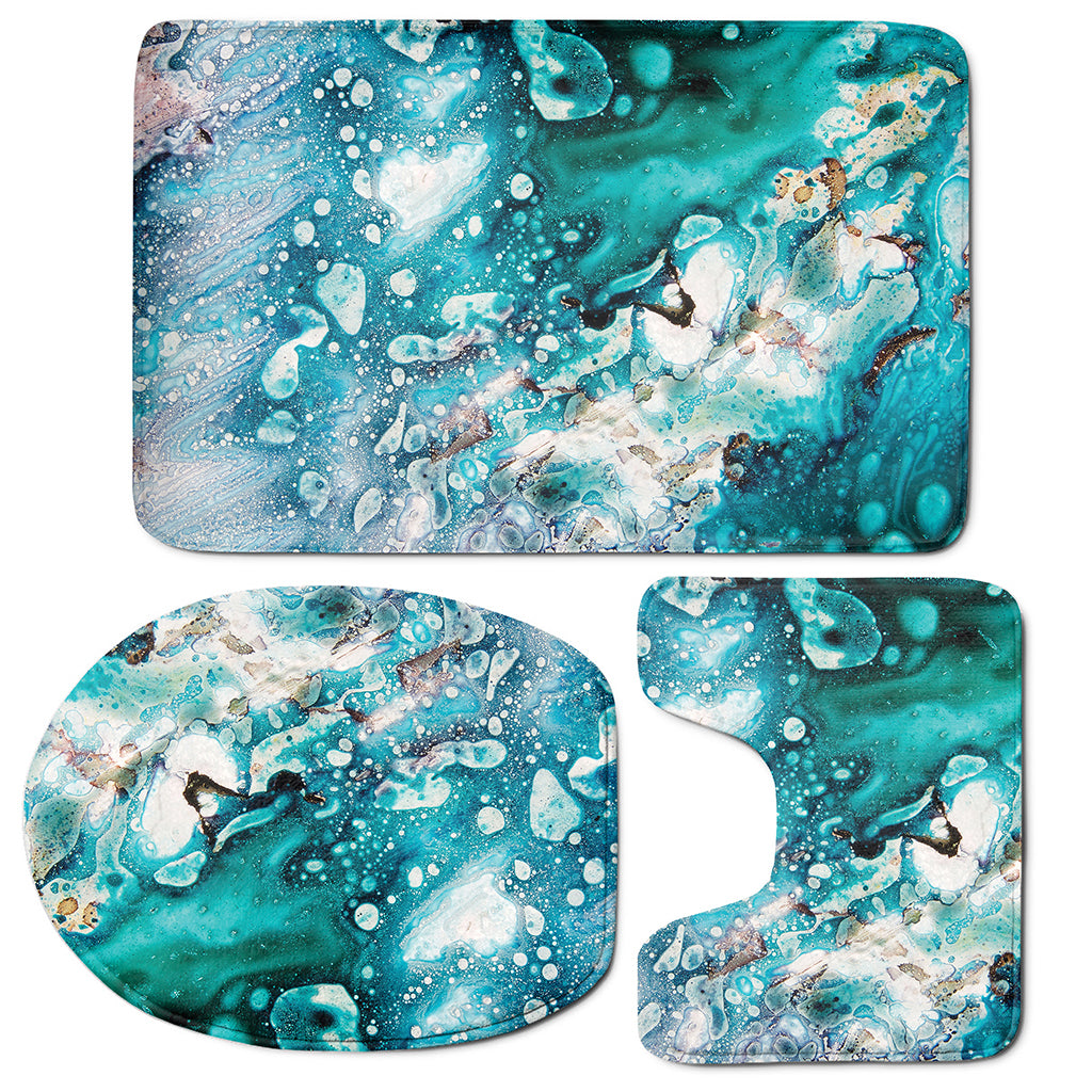 Blue Ocean Acid Melt Print 3 Piece Bath Mat Set