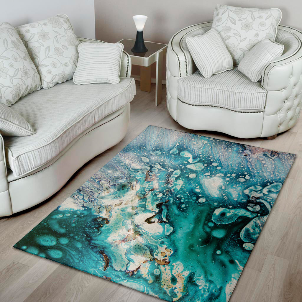 Blue Ocean Acid Melt Print Area Rug