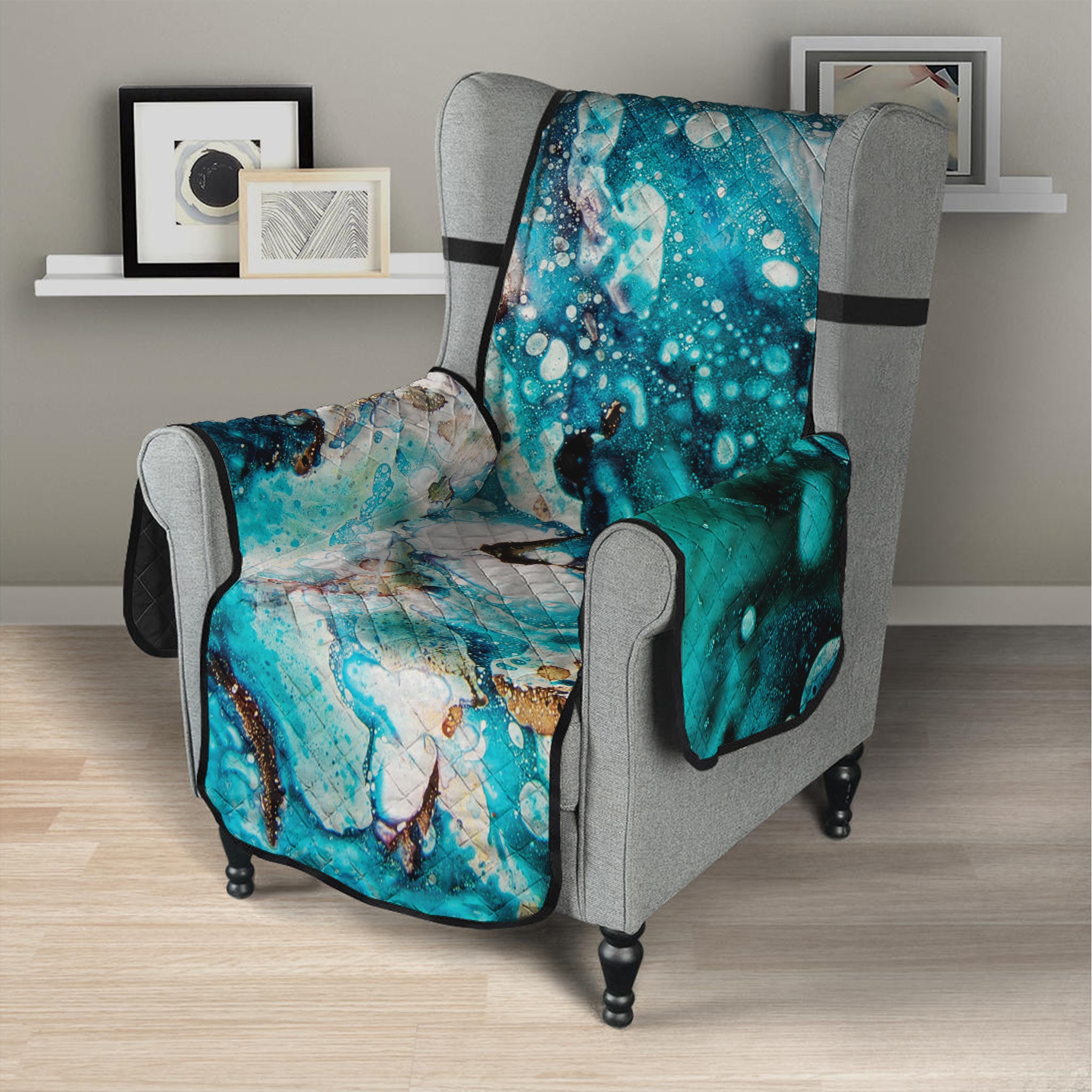 Blue Ocean Acid Melt Print Armchair Protector