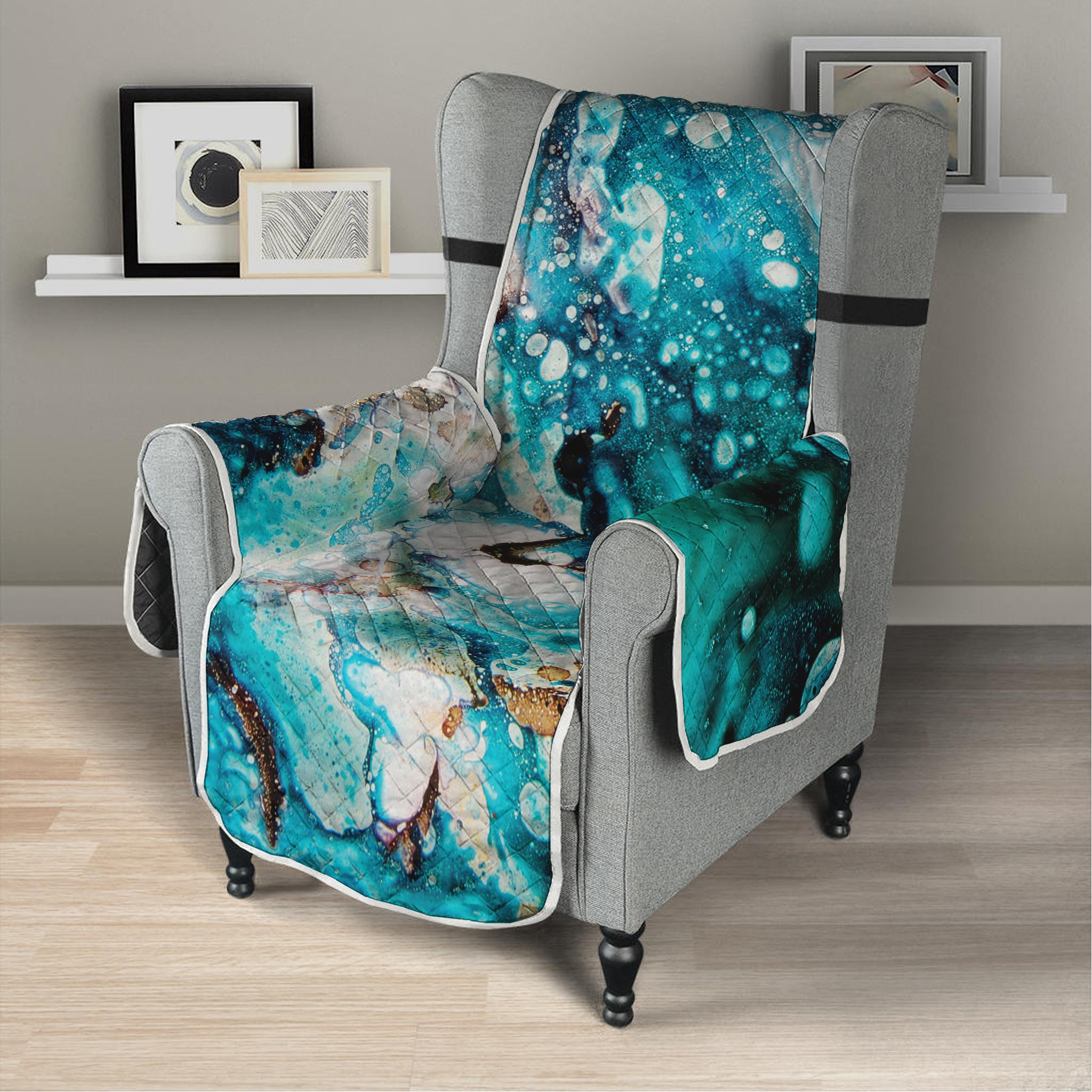 Blue Ocean Acid Melt Print Armchair Protector