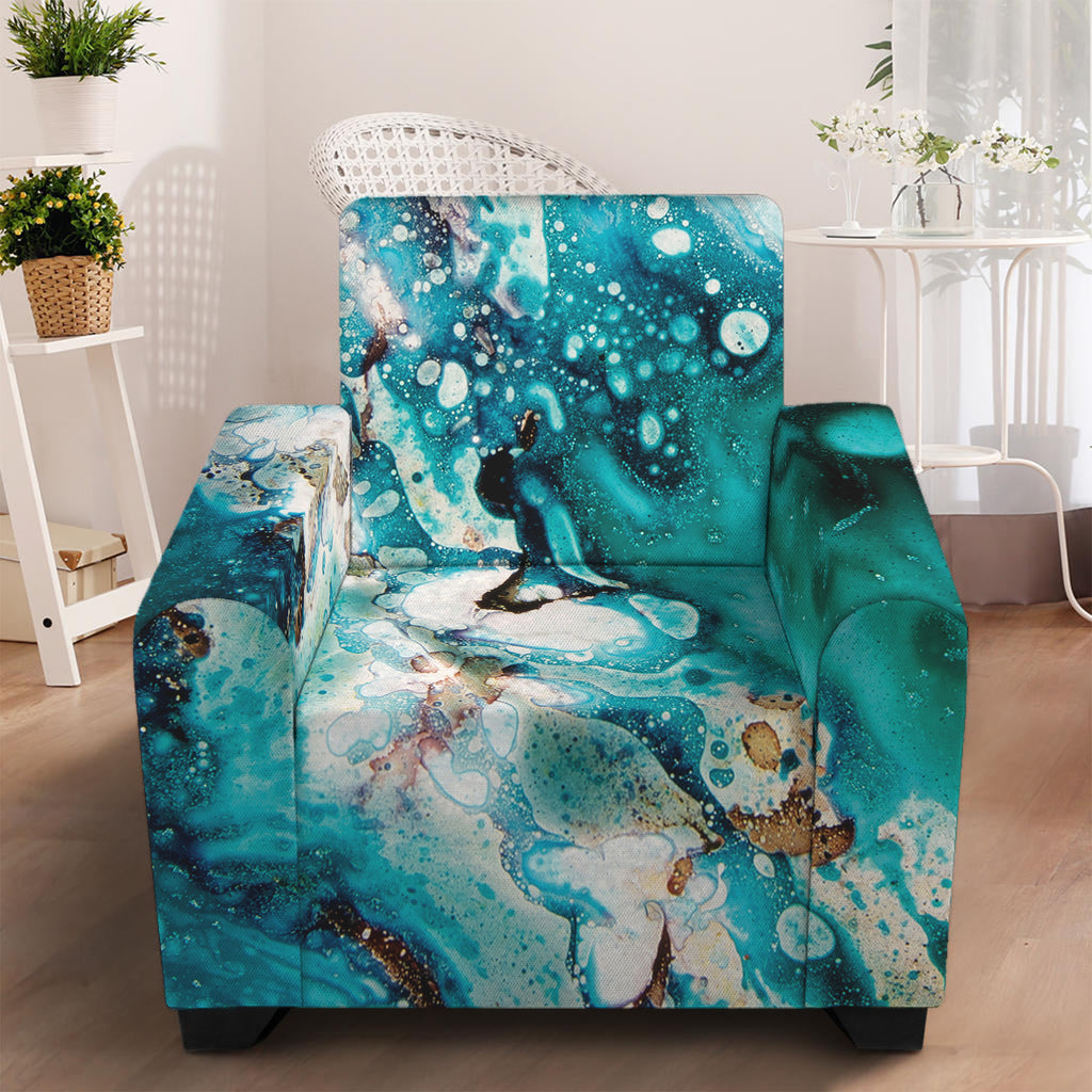 Blue Ocean Acid Melt Print Armchair Slipcover