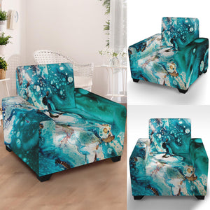 Blue Ocean Acid Melt Print Armchair Slipcover