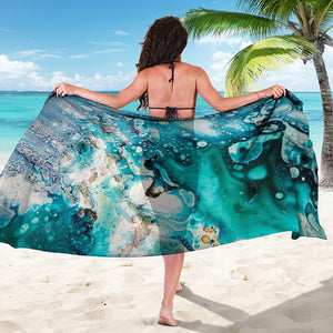 Blue Ocean Acid Melt Print Beach Sarong Wrap