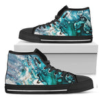 Blue Ocean Acid Melt Print Black High Top Shoes