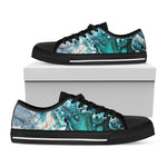 Blue Ocean Acid Melt Print Black Low Top Shoes