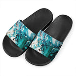 Blue Ocean Acid Melt Print Black Slide Sandals