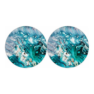 Blue Ocean Acid Melt Print Car Coasters